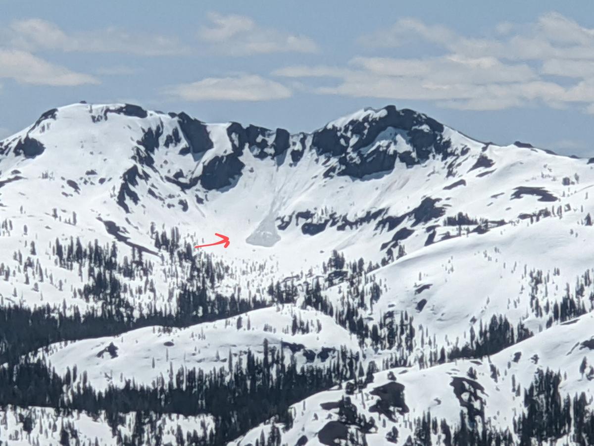 Recent loose wet avalanche in Polaris Bowl.