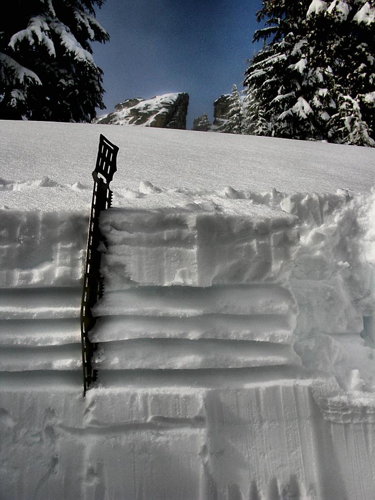  Three rain crusts in the top 40 cm of snowpack, Donner Pk 