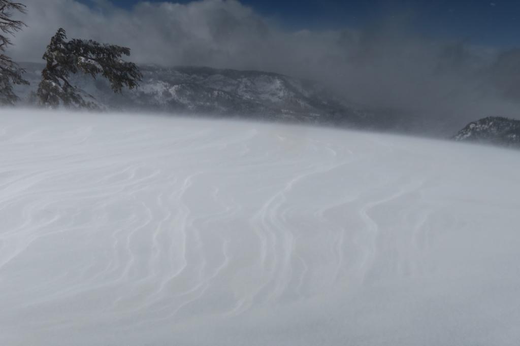  Wind affected snow and blowing snow on the summit ridge. 