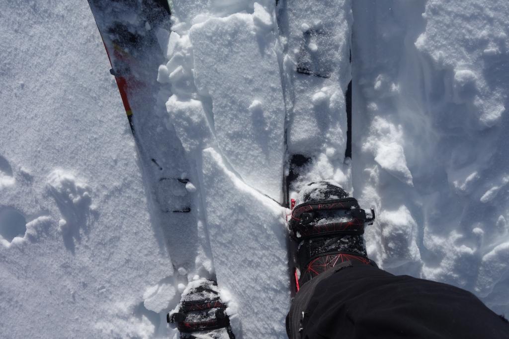  Small isolated area where thin <a href="/avalanche-terms/wind-slab" title="A cohesive layer of snow formed when wind deposits snow onto leeward terrain. Wind slabs are often smooth and rounded and sometimes sound hollow." class="lexicon-term">wind slab</a> was forming 