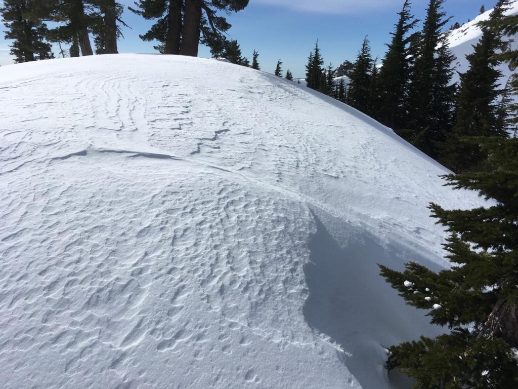 Soft surface snow remains available for wind transport, especially in sun protected areas. 