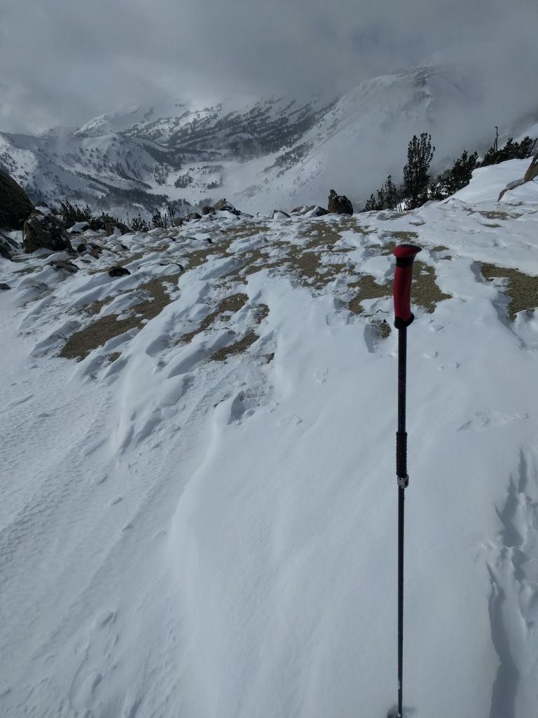  Wind scouring along the W side of the ridgeline @ 10000 ft. 