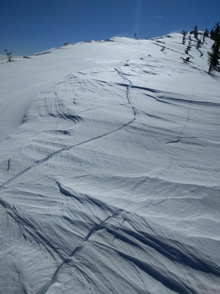  Natural cracking on a <a href="/avalanche-terms/wind-loading" title="The added weight of wind drifted snow." class="lexicon-term">wind loaded</a> W facing test slope 