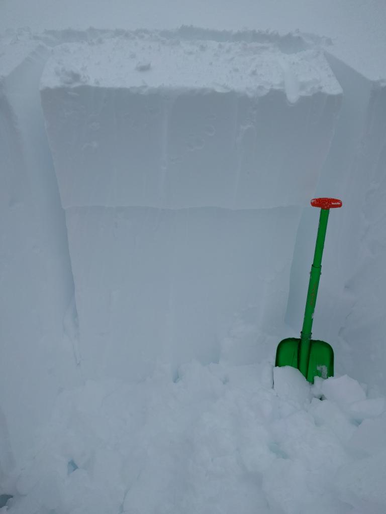  ECTP 16 28cm below the surface at a <a href="/avalanche-terms/snow-density" title="The mass of snow per unit volume, but often expressed as a percent water content. New fallen powder has a low density (3-10%), while heavy or wet snow is more dense (10-20%)." class="lexicon-term">density</a> change between a dense heavy <a href="/avalanche-terms/wind-slab" title="A cohesive layer of snow formed when wind deposits snow onto leeward terrain. Wind slabs are often smooth and rounded and sometimes sound hollow." class="lexicon-term">wind slab</a> and softer storm snow 