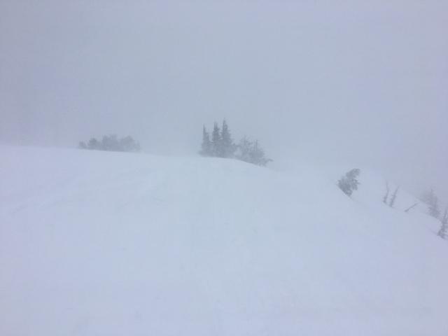  Blowing snow limited to the ridgetop. Poor visibility. 