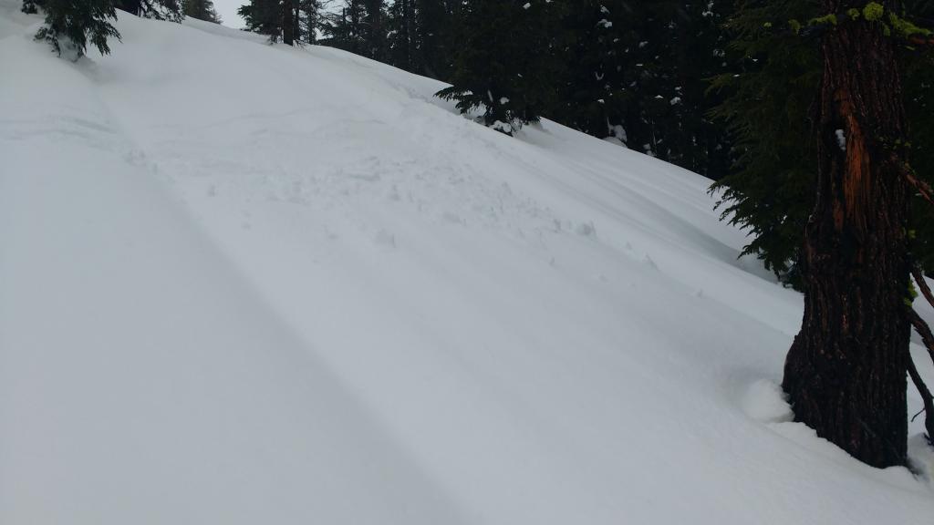  Deep rain runnels and skier supportable conditions at 8,900&#039;. 