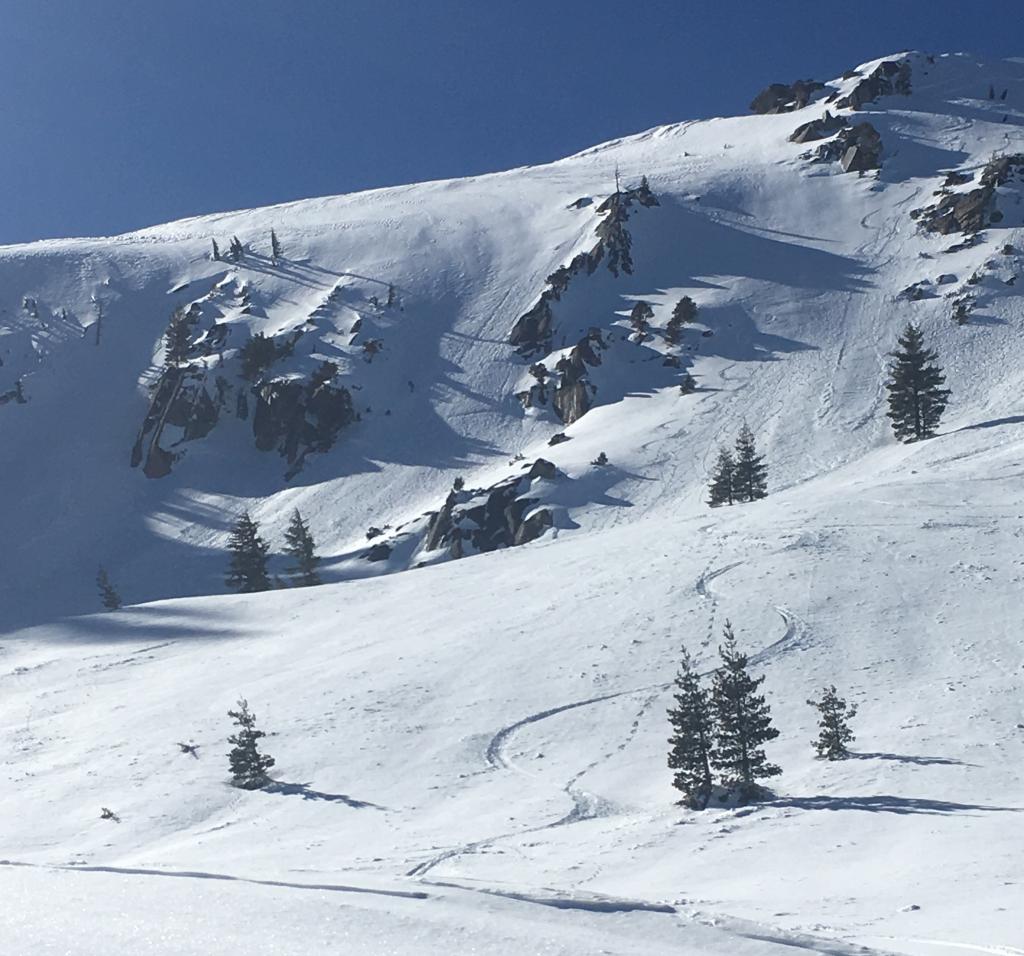  Day old wet sluffing lookers left of Echo Peak 