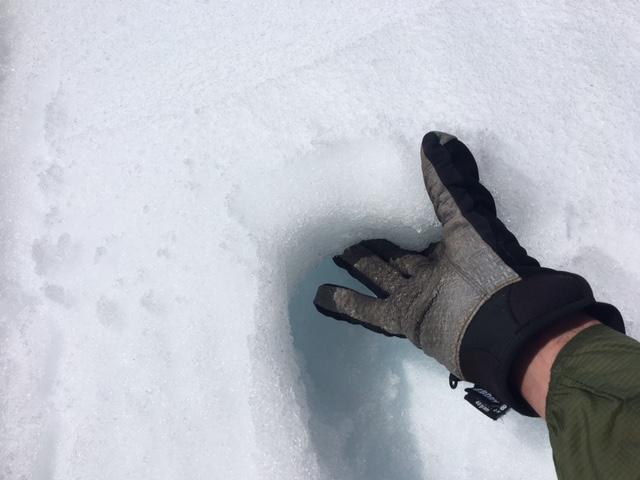  4 inches of snow surface refreeze on open slopes above 8,000&#039;. 