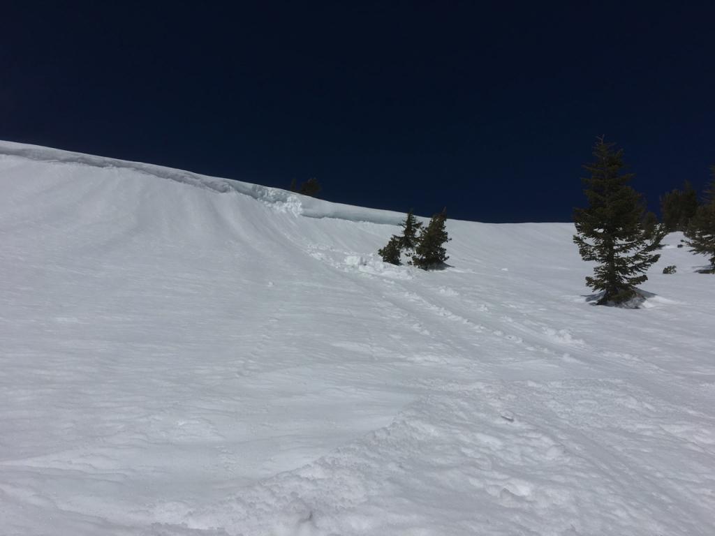  A few trashcan size chunks of <a href="/avalanche-terms/cornice" title="A mass of snow deposited by the wind, often overhanging, and usually near a sharp terrain break such as a ridge. Cornices can break off unexpectedly and should be approached with caution." class="lexicon-term">cornice</a> appear to have broken off in the last day or two. 