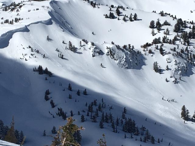  Previous <a href="/avalanche-terms/wind-slab" title="A cohesive layer of snow formed when wind deposits snow onto leeward terrain. Wind slabs are often smooth and rounded and sometimes sound hollow." class="lexicon-term">wind slab</a> activity from yesterday.  NE <a href="/avalanche-terms/aspect" title="The compass direction a slope faces (i.e. North, South, East, or West.)" class="lexicon-term">aspect</a>, 9000&#039;. 