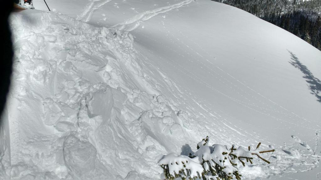  Signs of rapid warming/wet snow instability on SE <a href="/avalanche-terms/aspect" title="The compass direction a slope faces (i.e. North, South, East, or West.)" class="lexicon-term">aspect</a> test slope at 7,800&#039; at 10:50 am. 