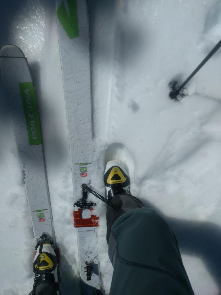  2 inches of wet <a href="/avalanche-terms/corn-snow" title="Large-grained, rounded crystals formed from repeated melting and freezing of the snow." class="lexicon-term">corn snow</a> on top of a frozen supportable crust at 11 am on an E <a href="/avalanche-terms/aspect" title="The compass direction a slope faces (i.e. North, South, East, or West.)" class="lexicon-term">aspect</a> at around 7500 ft. 