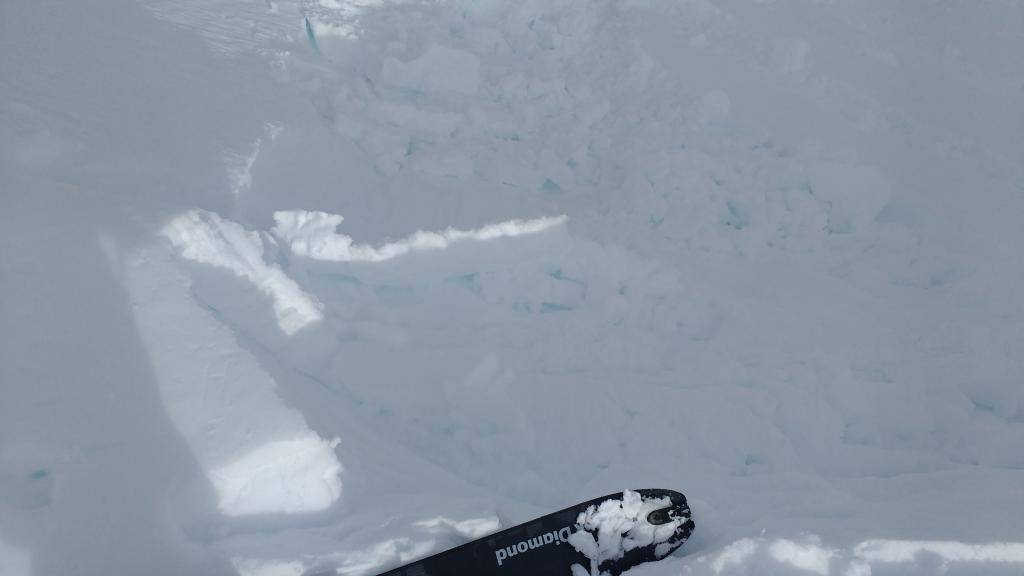 Closer up view of same loose wet test slope <a href="/avalanche-terms/avalanche" title="A mass of snow sliding, tumbling, or flowing down an inclined surface." class="lexicon-term">avalanche</a>. 