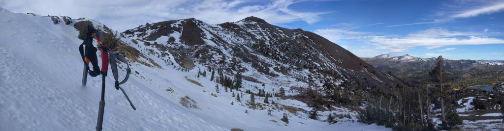  Patchy snow coverage on the SW-SE <a href="/avalanche-terms/aspect" title="The compass direction a slope faces (i.e. North, South, East, or West.)" class="lexicon-term">aspects</a> of Red Lake Peak 