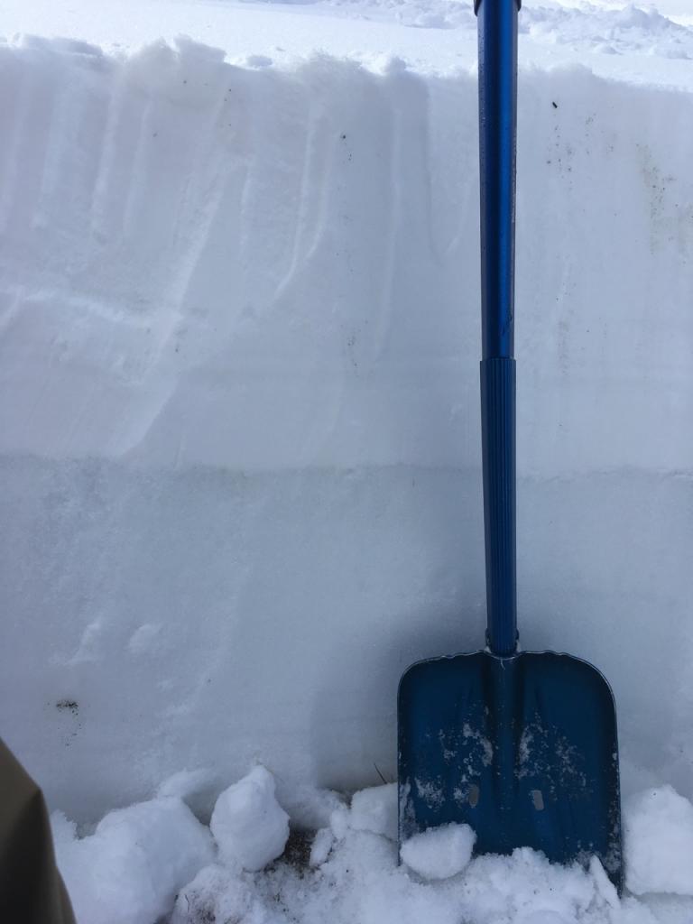  New snow on top, wet snow below. 