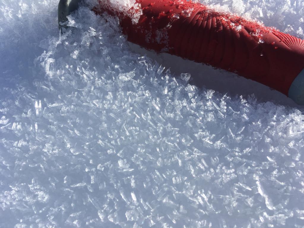  Widespread large obvious <a href="/avalanche-terms/surface-hoar" title="Featherly crystals that form on the snow surface during clear and calm conditions - essentially frozen dew. Forms a persistent weak layer once buried." class="lexicon-term">Surface Hoar</a> crystals. 