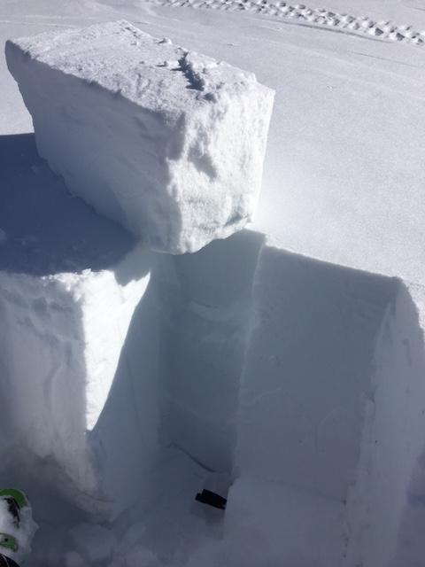  2&#039; of cohesive <a href="/avalanche-terms/hard-slab-avalanche" title="A slab avalanche of hard, dense snow." class="lexicon-term">hard slab</a> P to K hard.  F hard <a href="/avalanche-terms/faceted-snow" title="Angular snow with poor bonding created from large temperature gradients within the snowpack." class="lexicon-term">facets</a> below.  CTM-12 SC on <a href="/avalanche-terms/faceted-snow" title="Angular snow with poor bonding created from large temperature gradients within the snowpack." class="lexicon-term">facet</a> <a href="/avalanche-terms/snow-layer" title="A snowpack stratum differentiated from others by weather, metamorphism, or other processes." class="lexicon-term">layer</a>. 