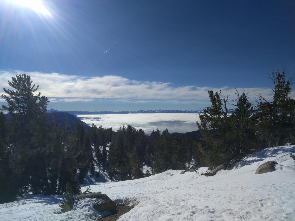  Inversion conditions allowing cold air and clouds to remain trapped at the lower elevations. 