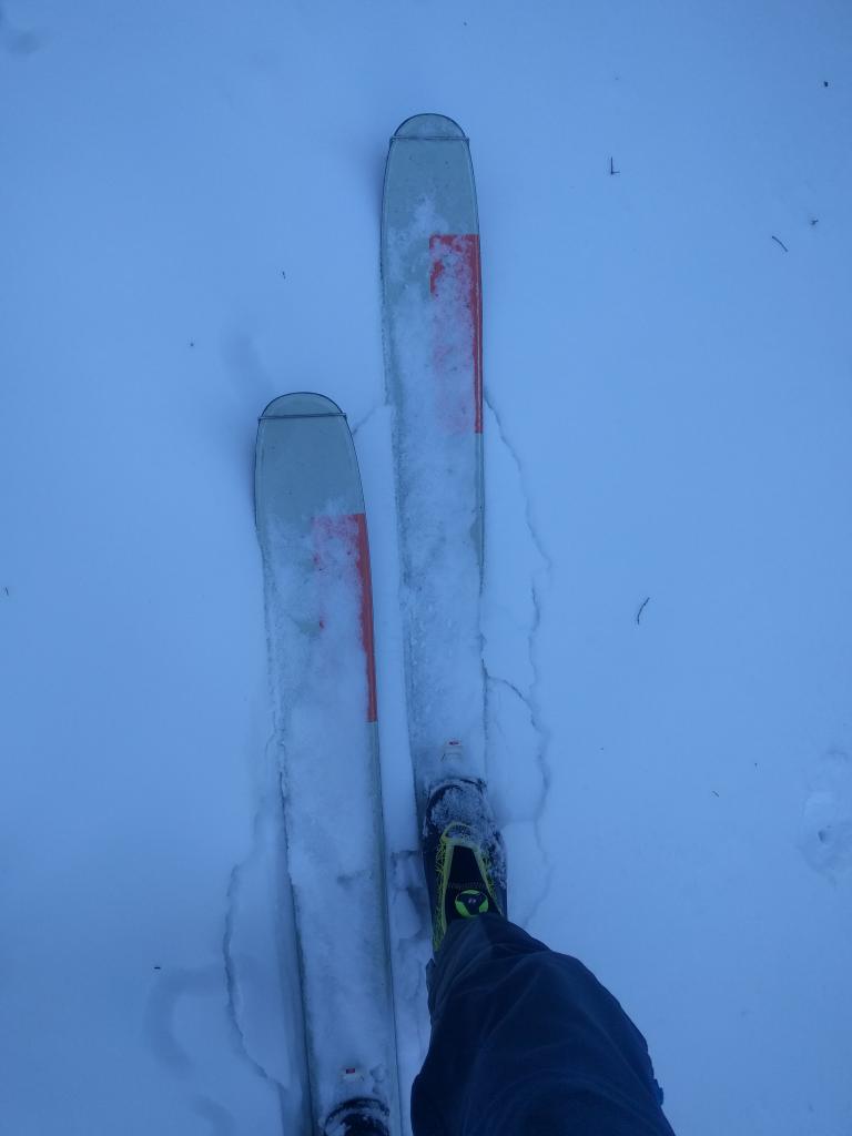  Minor cracking around my skis on a N <a href="/avalanche-terms/aspect" title="The compass direction a slope faces (i.e. North, South, East, or West.)" class="lexicon-term">aspect</a> @ 8440 ft. 