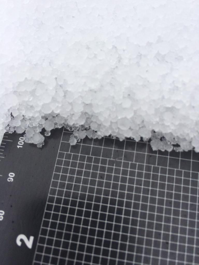  Significant amounts of <a href="/avalanche-terms/graupel" title="Heavily rimed new snow, often shaped like little Styrofoam balls." class="lexicon-term">graupel</a> 