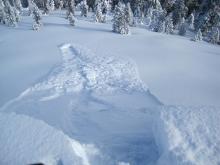 Ski kicks on test slopes mainly resulted in loose dry avalanches (sluffs).
