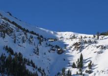 Recent avalanche in center of photo. 