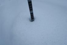 Only 55 cm snow depth at 7900 feet elevation. 