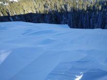 Wind scoured E facing slopes along Andesite Ridge