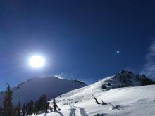 Snow transport over tallacs summit N bowl