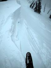 Large cornice failure triggered by a ski kick. No wind slabs released on the slope below.