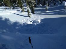 Large cornice pieces dropped onto a test slope