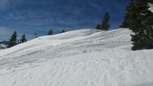 Melting/ free water dripping cornice on SE aspect at 7,500' at 9:45am.