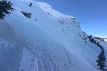 Cornice and old crown line lookers right of Echo Peak