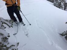 Tiny wind slab on test slope.