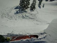 Ski kicks triggered failures in the cornices but the cornice pieces did not trigger wind slab failures. 