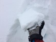 3-5'' wind slabs formed off of summit ridge on N aspects.