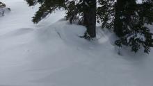 Signs of settlement of recent storm snow.