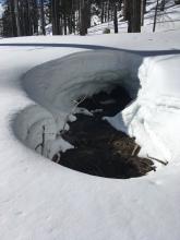 Huge holes around creeks in this area and crossing Angora Creek is getting more difficult. 