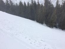 Roller balls from ski cuts on test slope.