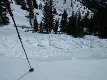 Large cornice collapse that occurred between 11 and 11:30 am this morning.