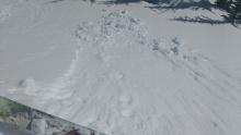 Small lose wet avalanche on test slope along summit ridge, NE aspect at 9,500' at 9:50am.