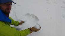 Faceted snow from underneath 0.5-1 cm thick surface melt-freeze crust.