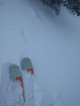 Skier triggered cracking on a NE facing wind-loaded test slope at 8800 ft.