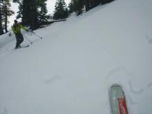 Skier triggered crack connects between the POV ski and ski partner.