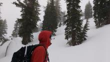 Unexpected snow shower activity at 9,080' on Peak 9,269'.