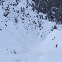Ski cut on NW wind loaded complex terrain that resulted in a D2 Avalanche. 