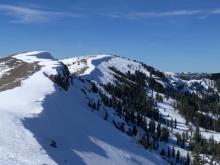 Recent cornice collapses and good snow cover on NE aspects.