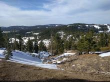 S aspect on the lookers right and N aspect on the left. Photo is from standing at 8000 ft. on the ridge.