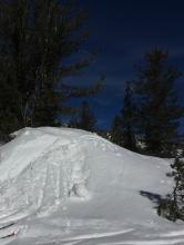 Loose wet activity after a ski cut on a south facing test slope at 10am.