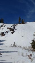 Ski cuts on a steep E aspect, 9200', at 12pm produced only small roller balls.  Snow was punchy and transitional at location.